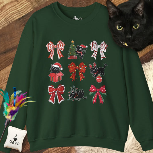 Christmas Bows and Cats Sweatshirt