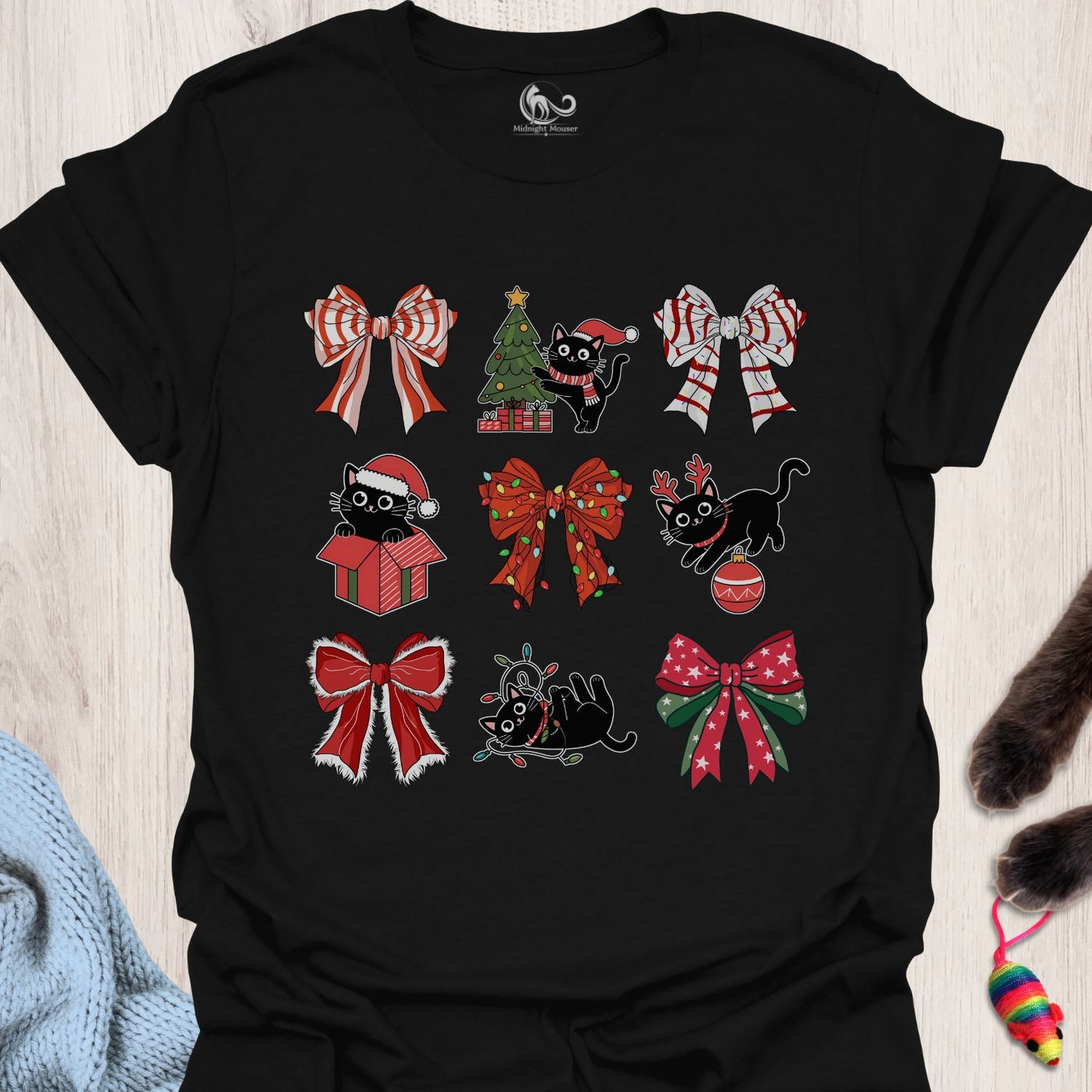 Christmas Bows and Cats Classic Tee