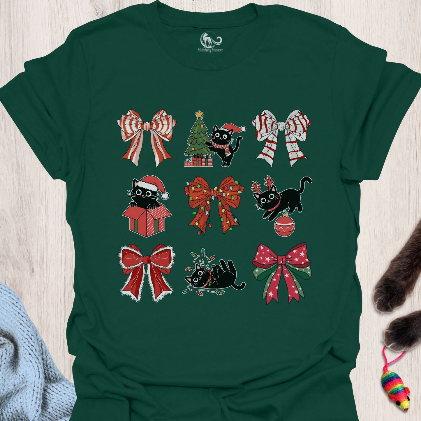 Christmas Bows and Cats Classic Tee
