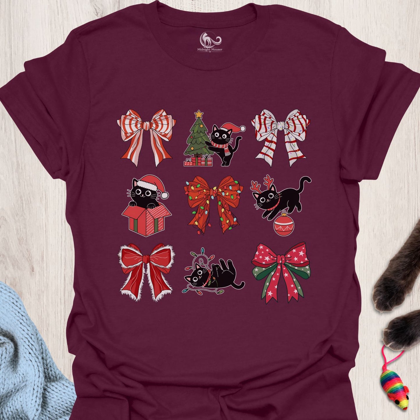Christmas Bows and Cats Classic Tee