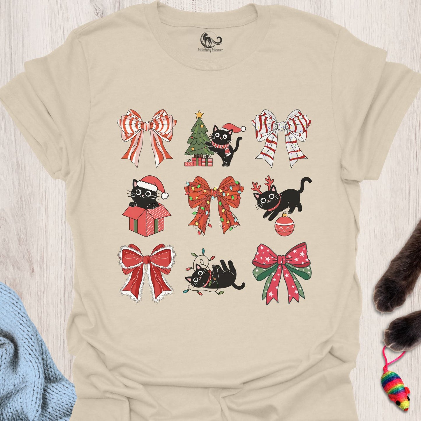 Christmas Bows and Cats Classic Tee